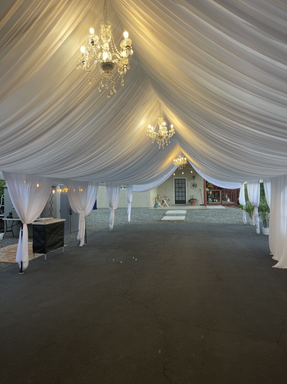 20x30 High Peak Canopy White Draped
